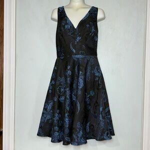 Anthropology Eva Franco Elegant Sleeveless Jacquard Fit & Flare Cocktail Dress 4